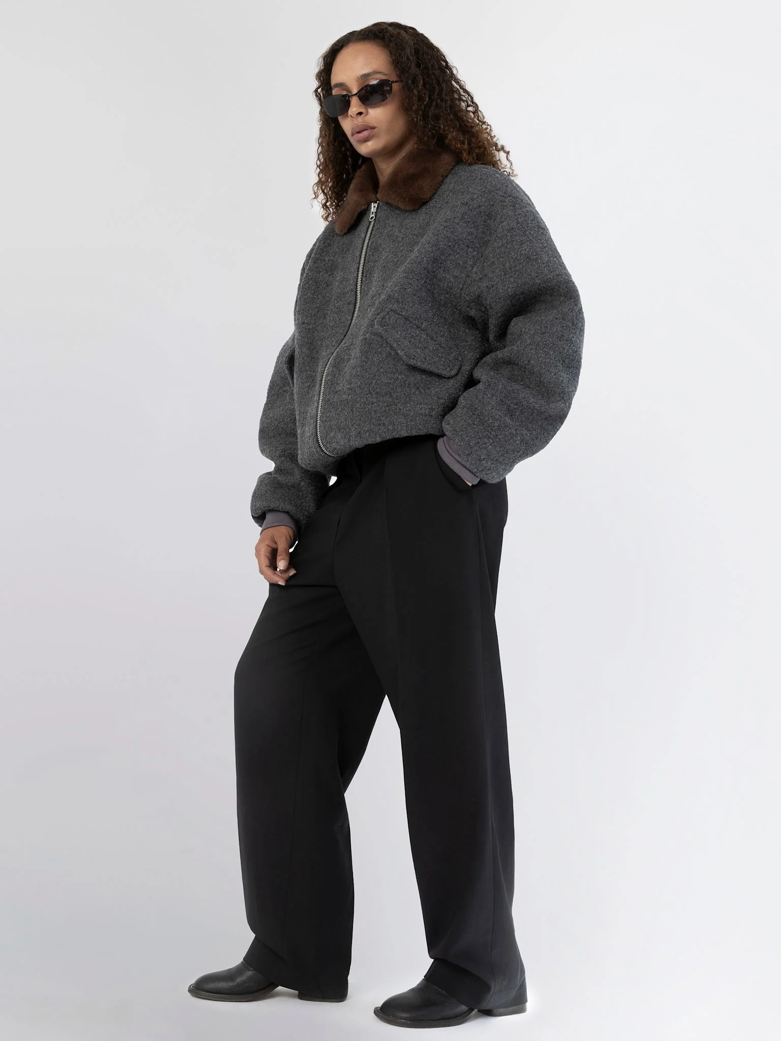 AVERY BOMBER JACKET - GREY/BROWN - Image 11