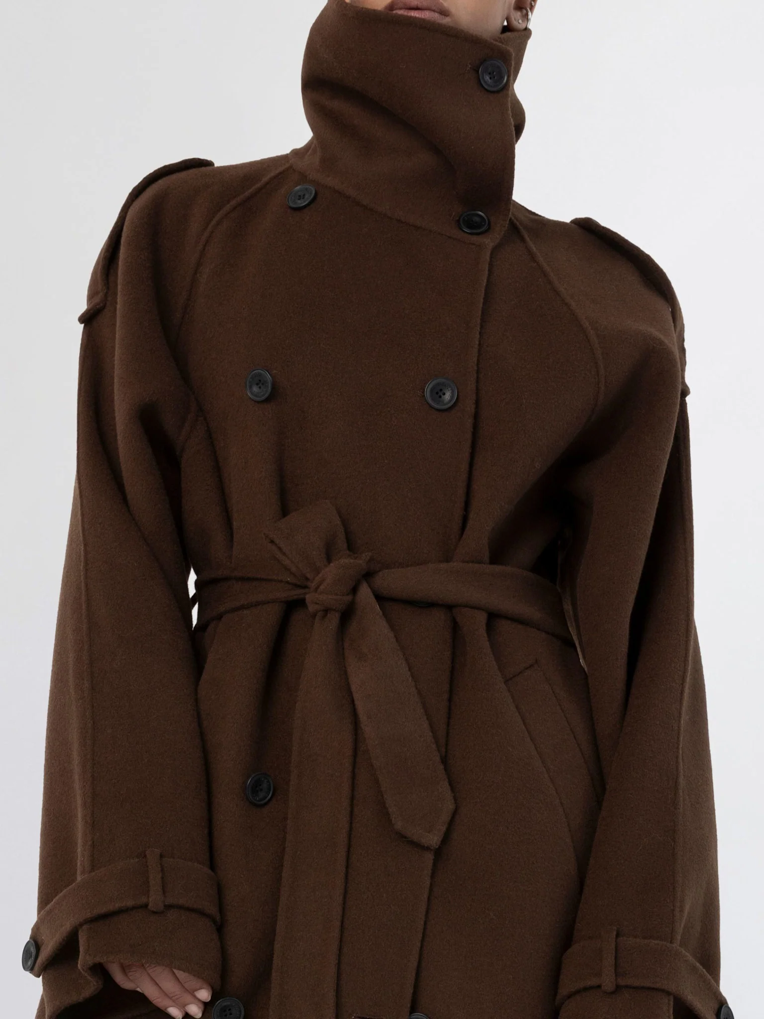 BELLO WOOL COAT - BROWN - Image 4