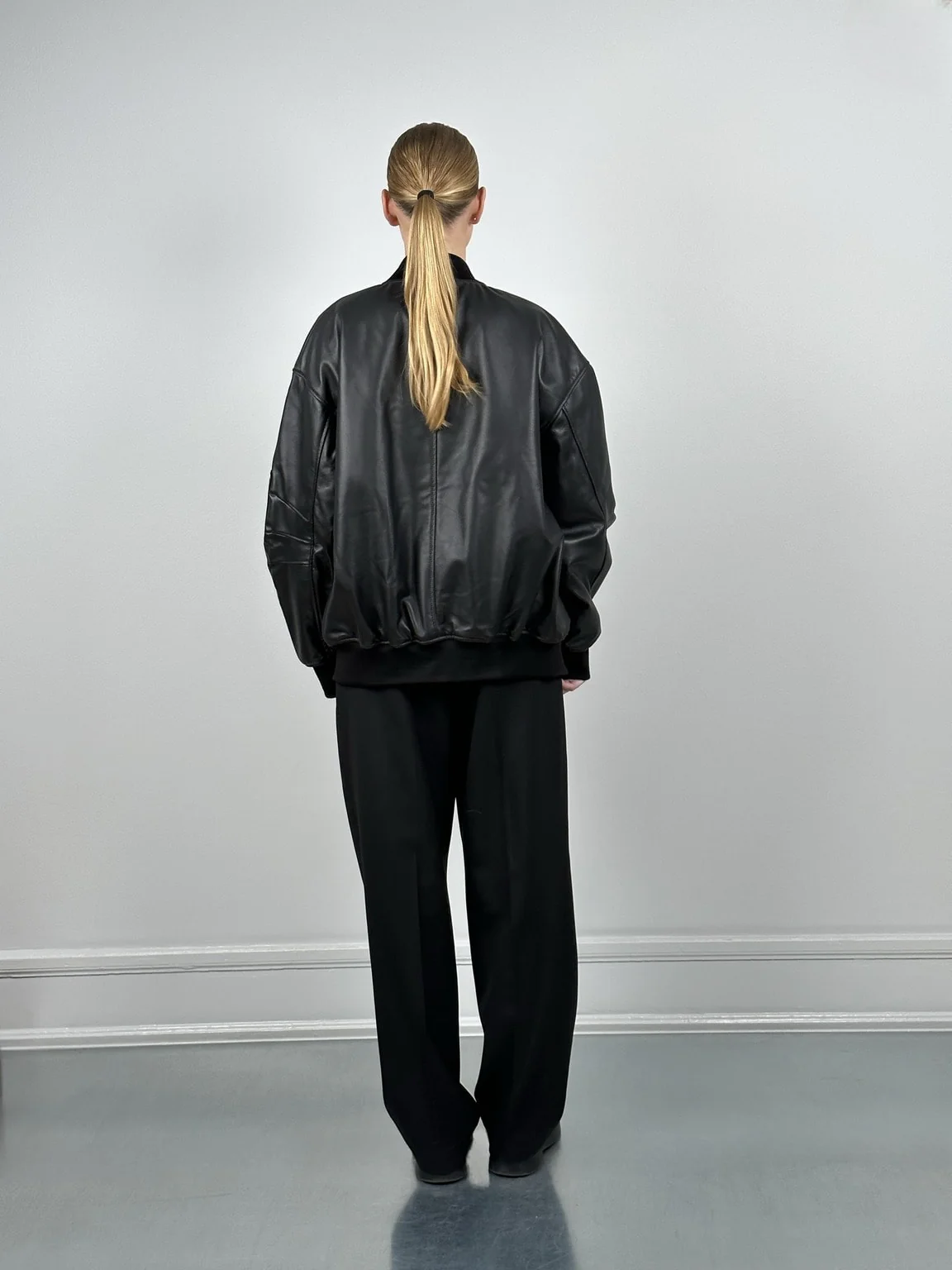 BIANCA LEATHER BOMBER - BLACK - Image 7