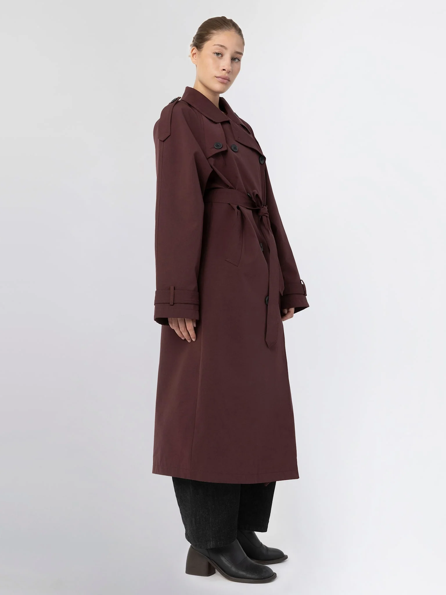 BOBBY CANVAS COAT - BURGUNDY - Image 4