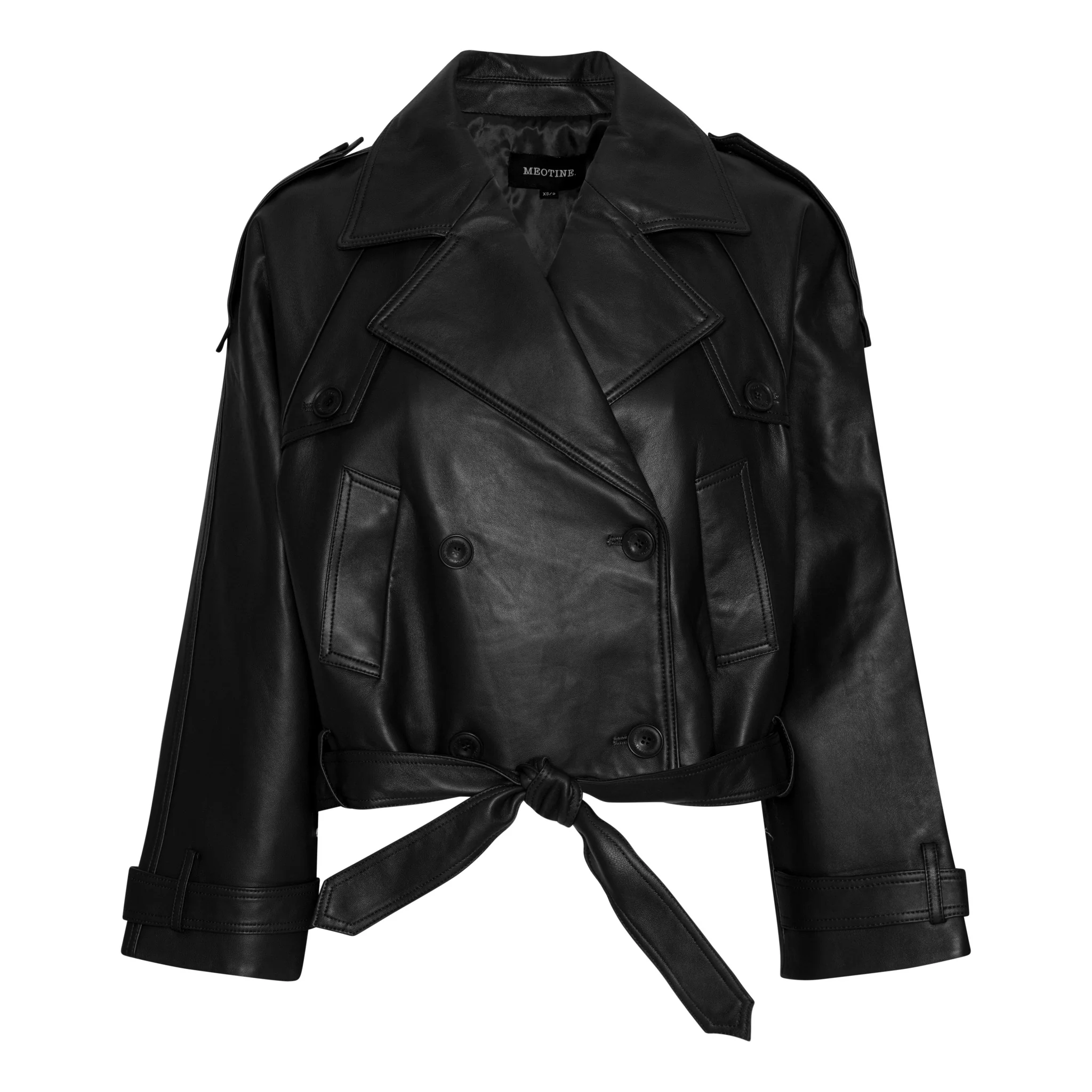 BOBBY LEATHER TRENCH JACKET - BLACK - Image 4