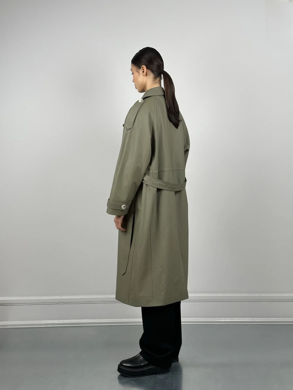 BOBBY LEATHER COAT- GREEN - Image 3