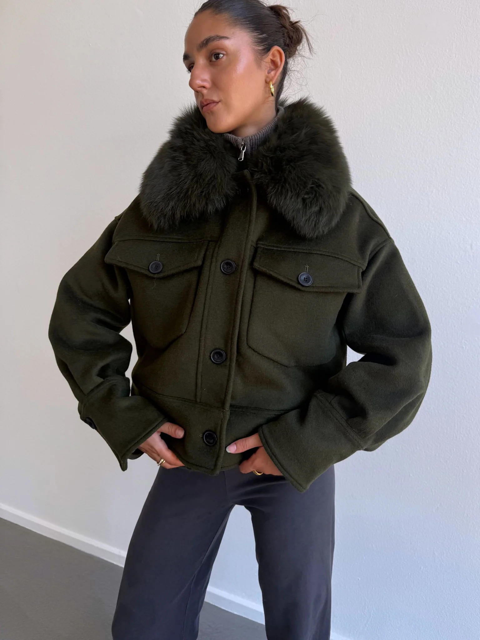 CHARLIE WOOL JACKET - DARK GREEN - Image 4