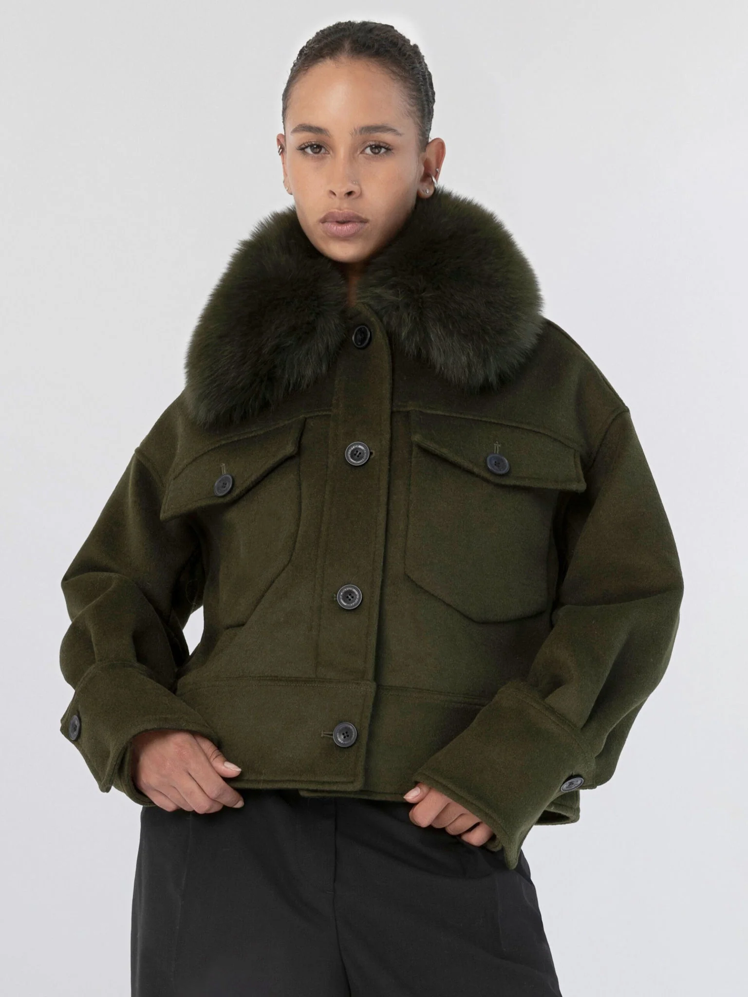 CHARLIE WOOL JACKET - DARK GREEN - Image 8