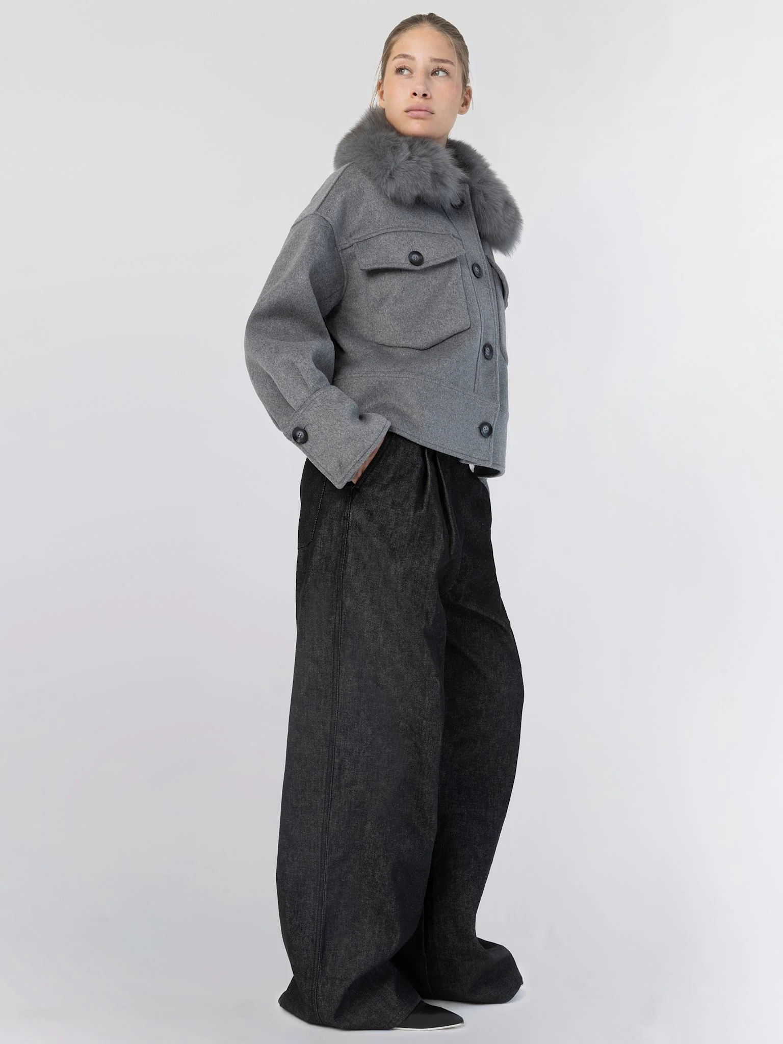 CHARLIE WOOL JACKET - MELANGE GREY - Image 3