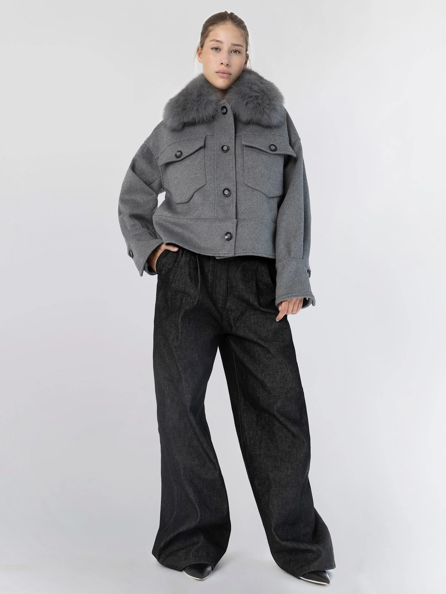 CHARLIE WOOL JACKET - MELANGE GREY - Image 4