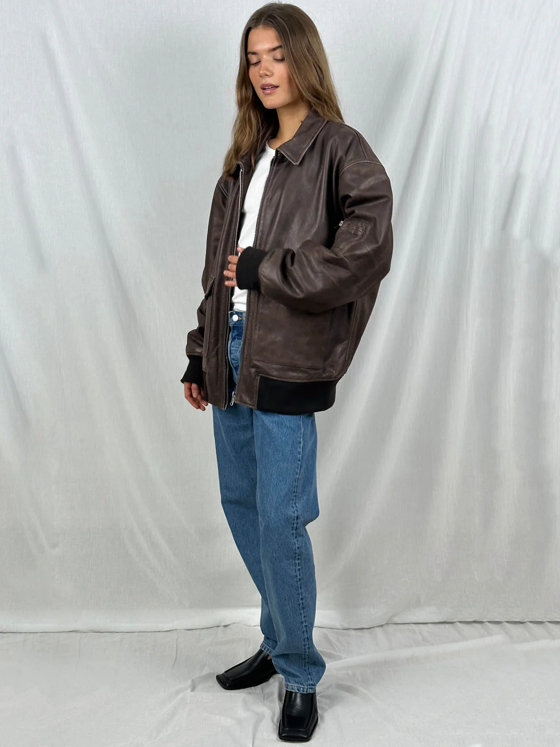 CLYDE LEATHER BOMBER - BROWN - Image 3