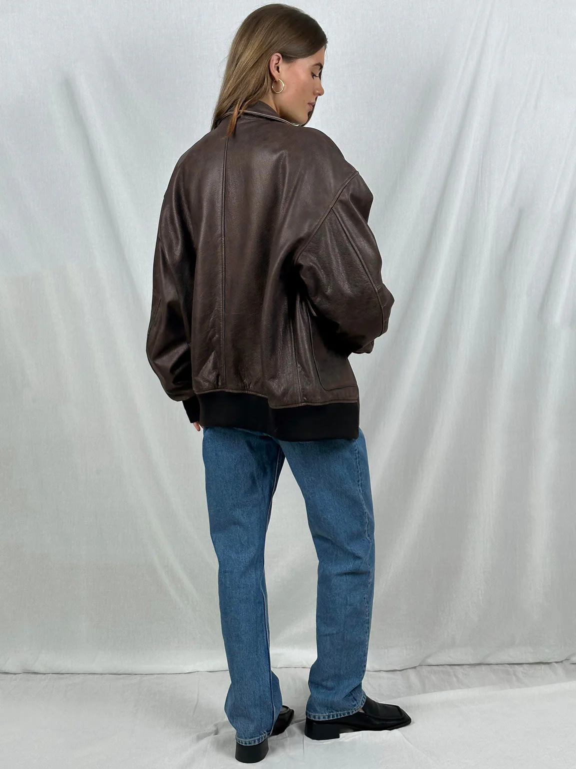 CLYDE LEATHER BOMBER - BROWN - Image 4