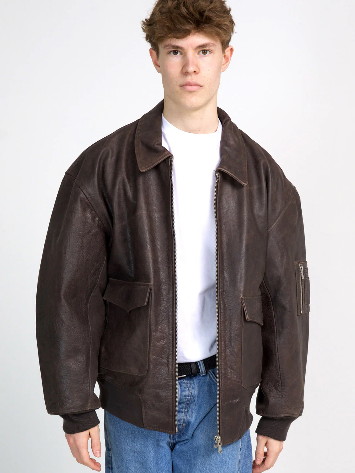 CLYDE LEATHER BOMBER - BROWN - Image 6