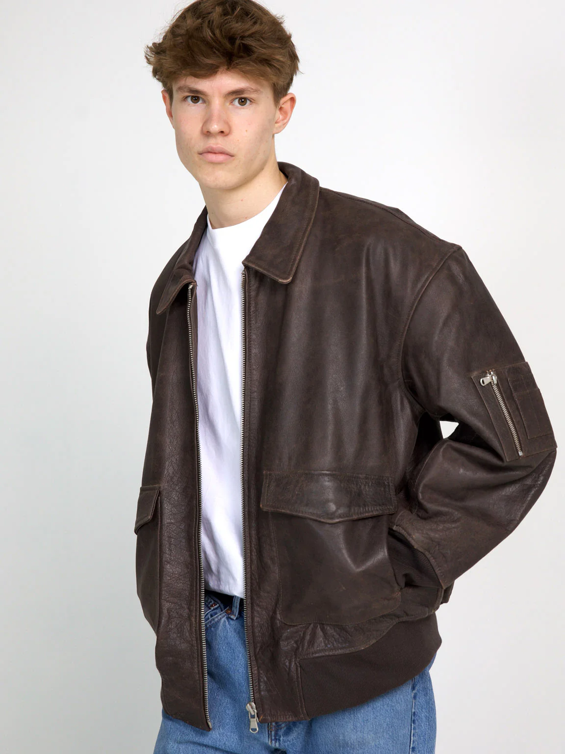 CLYDE LEATHER BOMBER - BROWN - Image 7