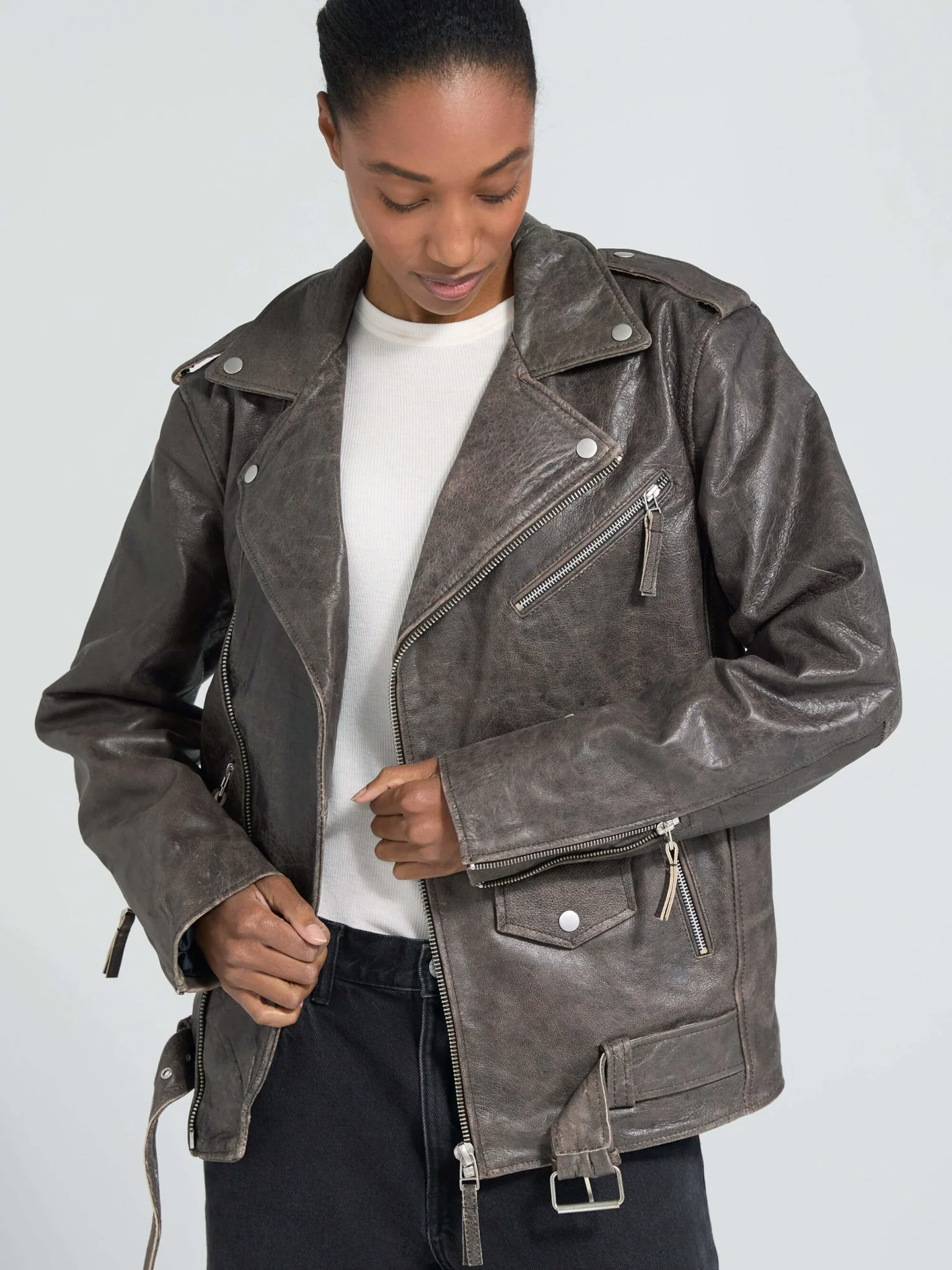 DODGE BIKER JACKET - BROWN - Image 3