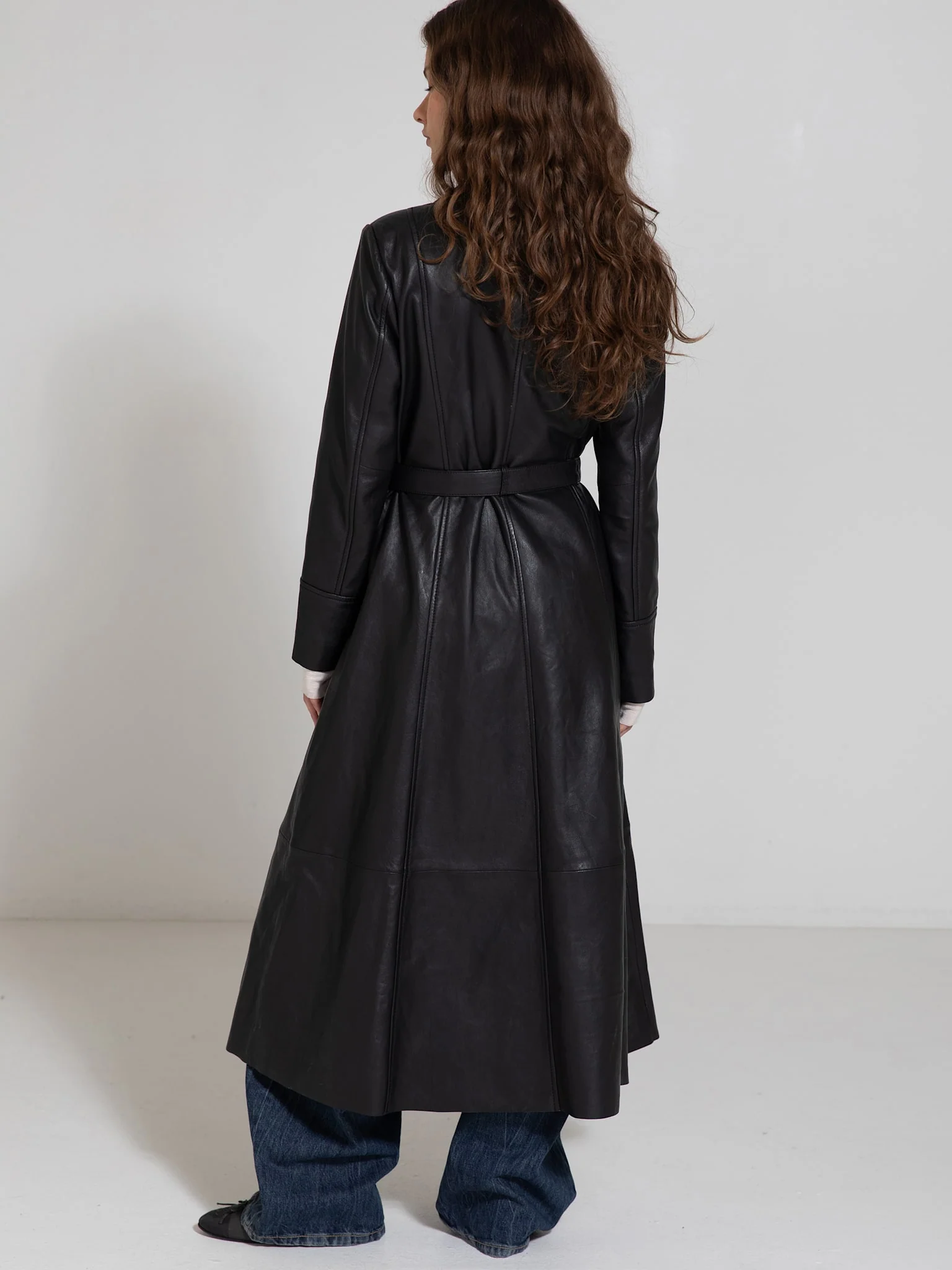 DREW LEATHER COAT - BLACK - Image 4