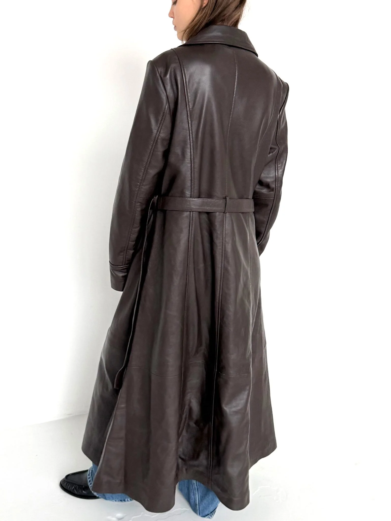 DREW LEATHER COAT - BROWN - Image 5