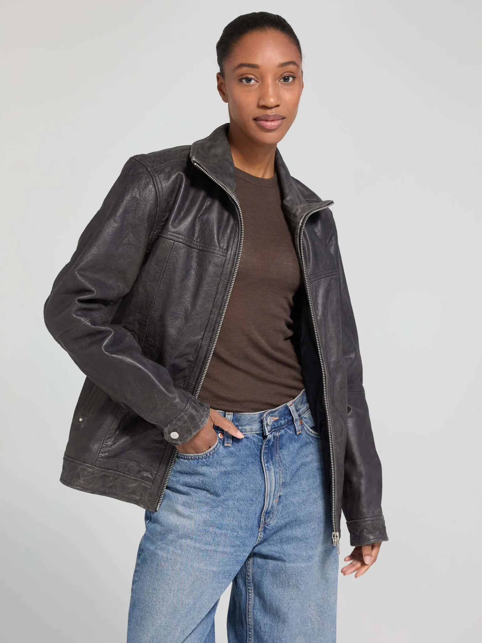 FLOYD LEATHER JACKET - BLACK - Image 3