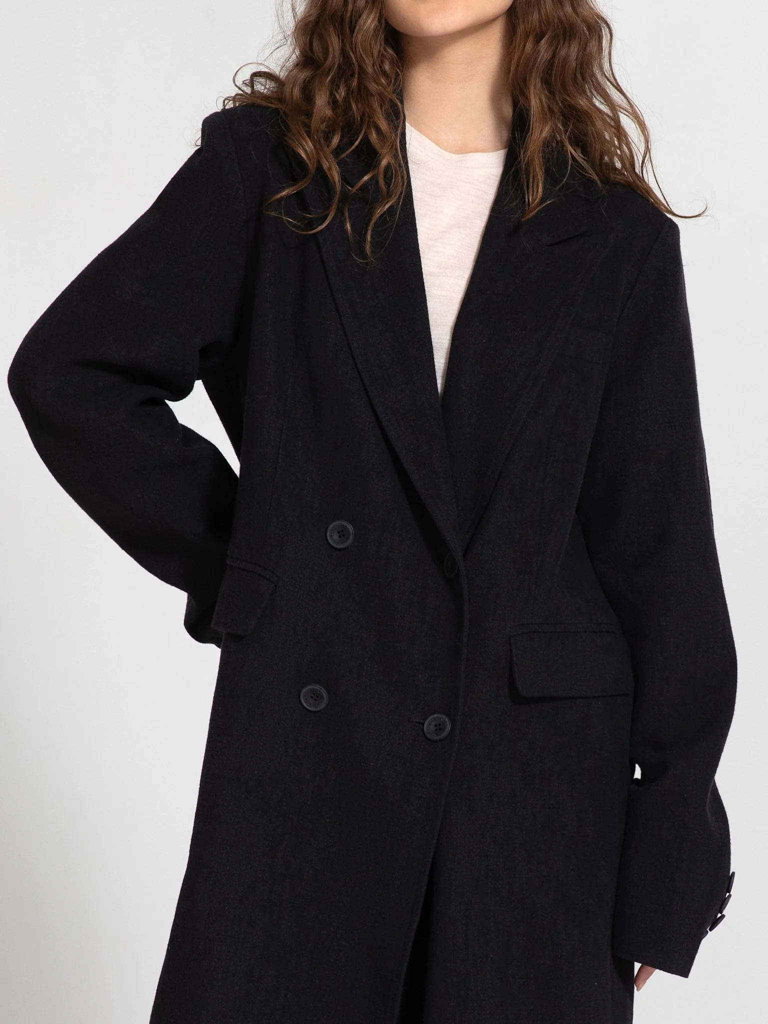 HARVEY LINEN COAT - BLACK - Image 4