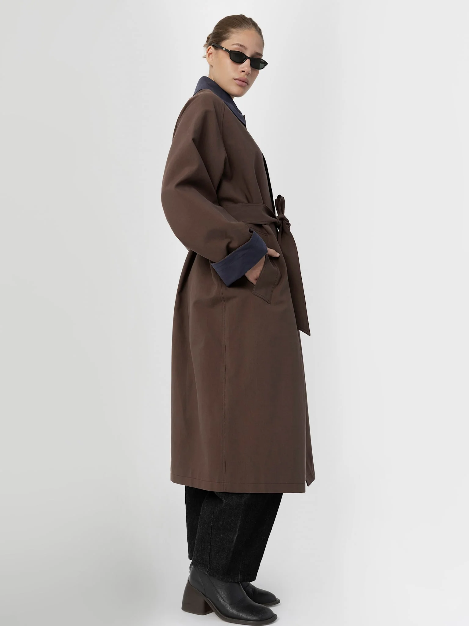 JOEL CANVAS COAT - BROWN/NAVY - Image 3