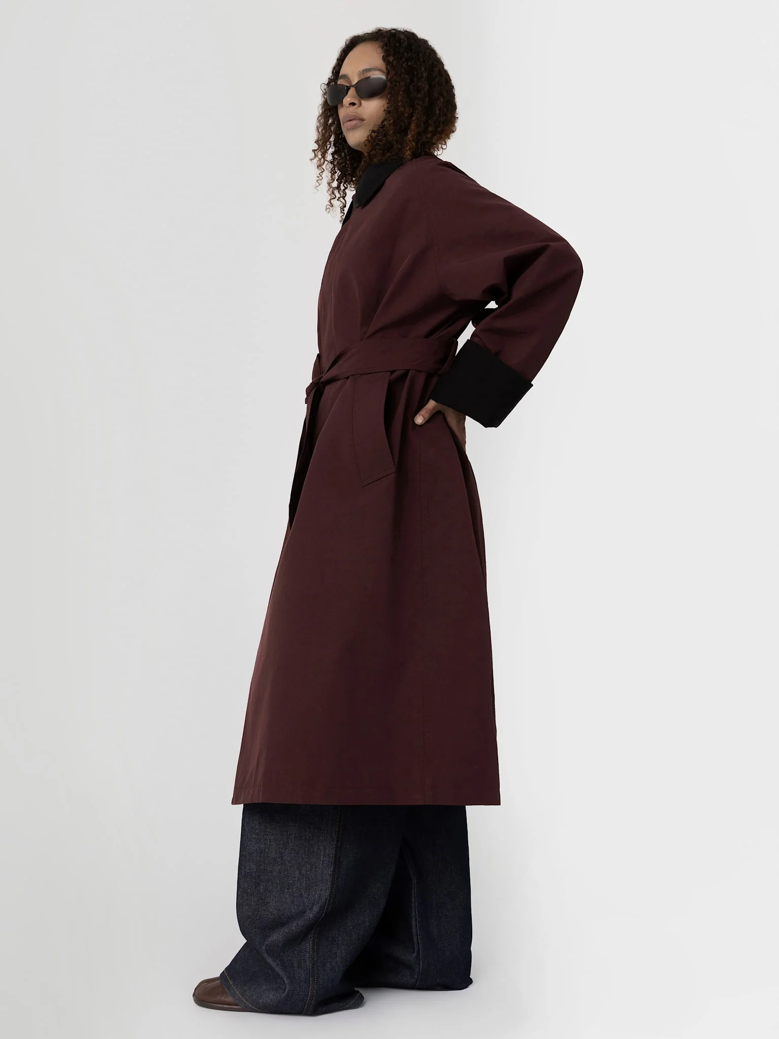 JOEL CANVAS COAT - BURGUNDY/BLACK - Image 3