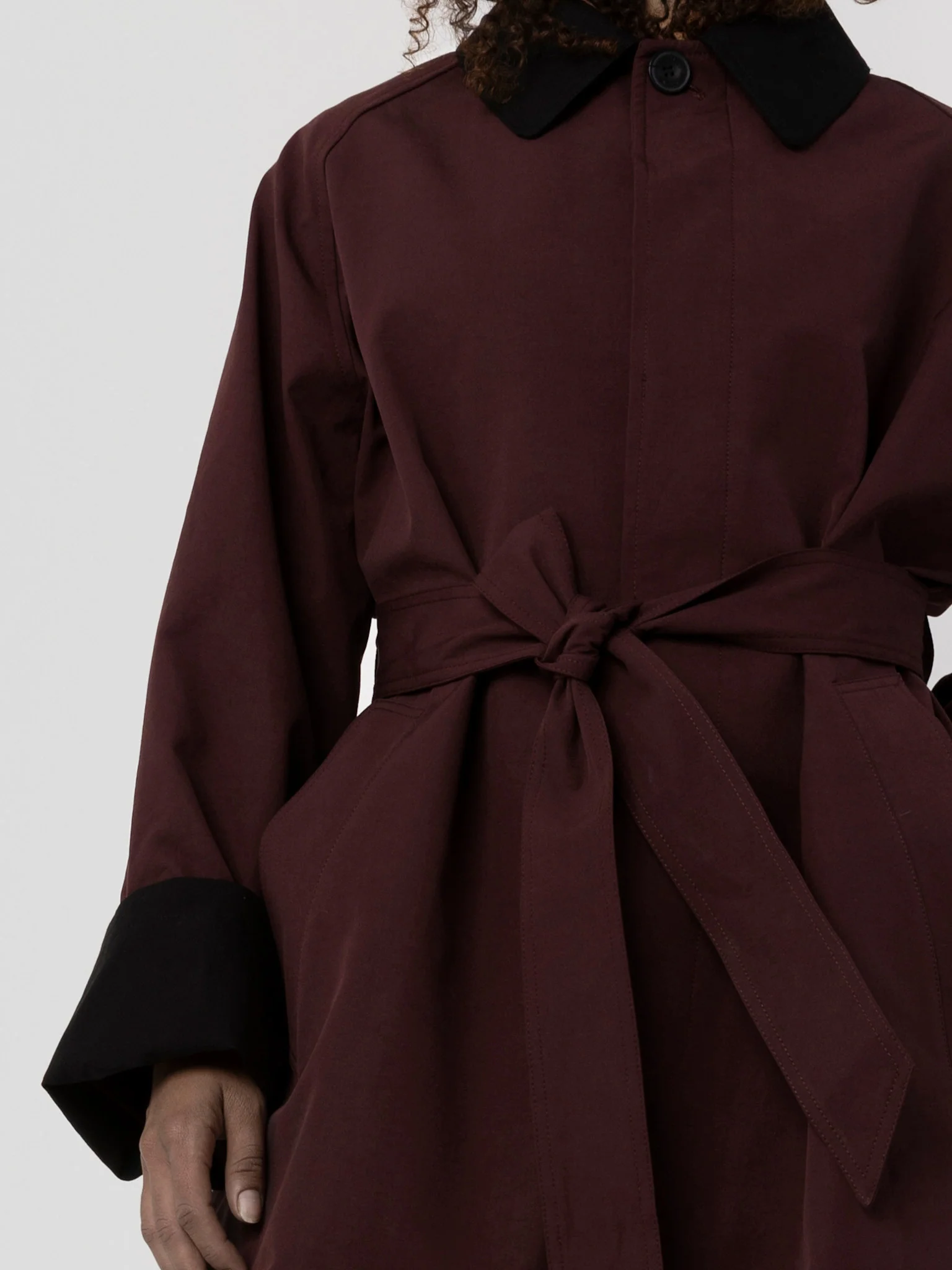 JOEL CANVAS COAT - BURGUNDY/BLACK - Image 4