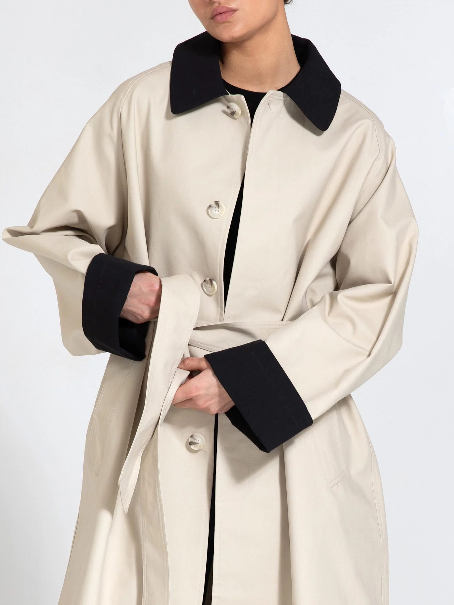 JOEL CANVAS COAT - CREME/BLACK - Image 4