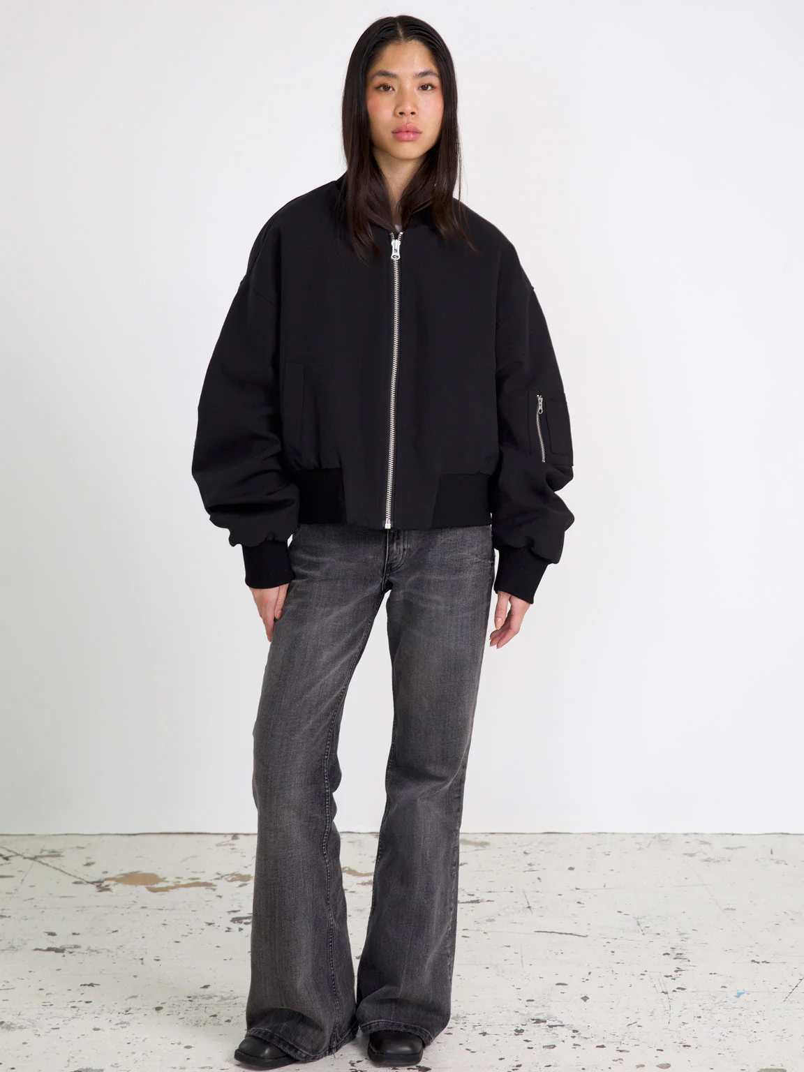 KIAN CANVAS BOMBER JACKET - BLACK - Image 3