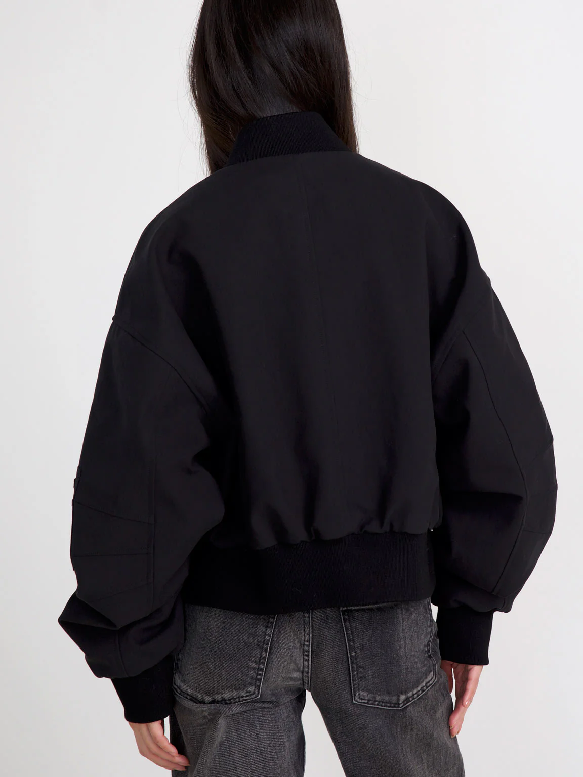 KIAN CANVAS BOMBER JACKET - BLACK - Image 4