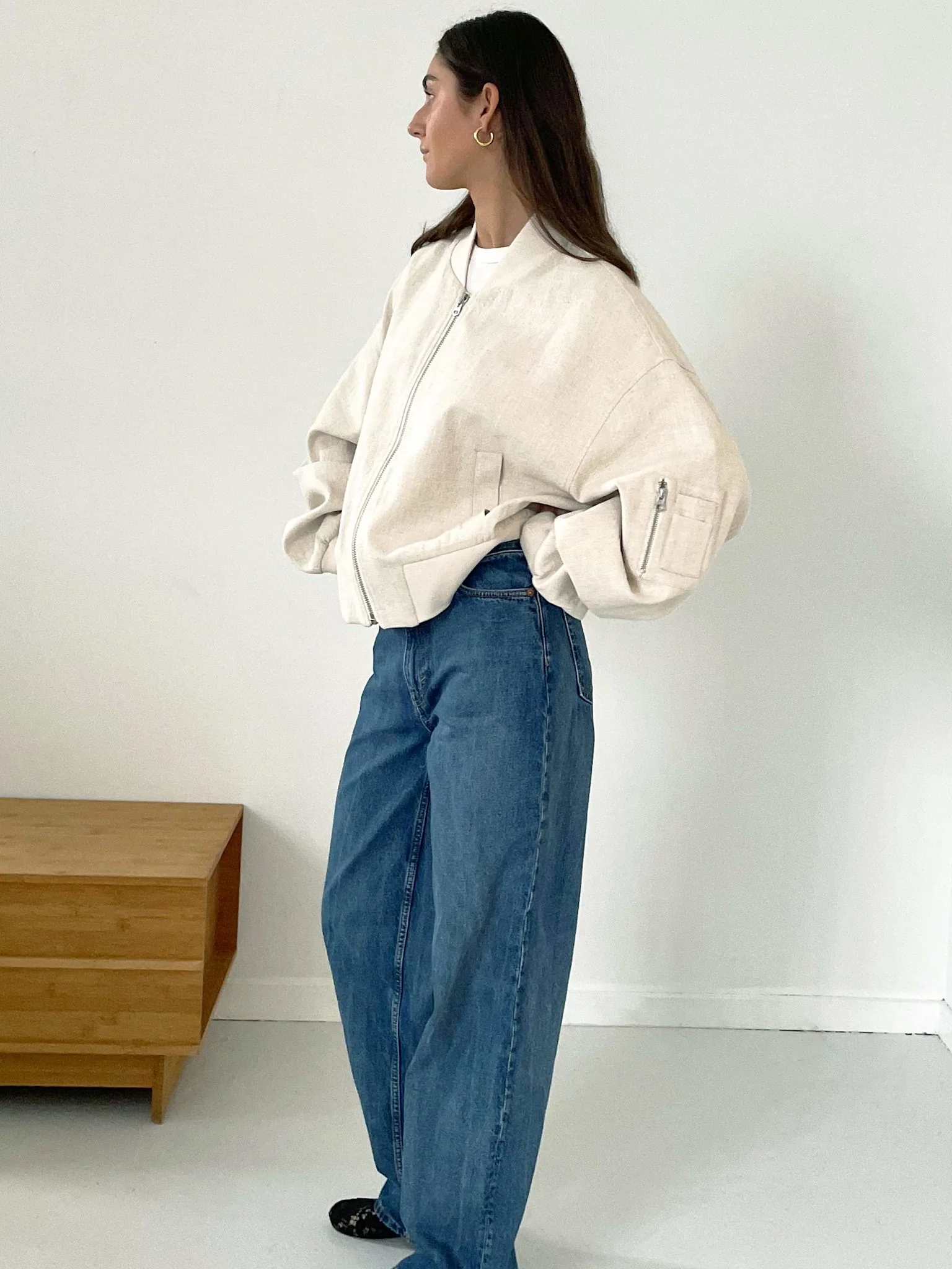 KIAN LINEN BOMBER - CREME - Image 4