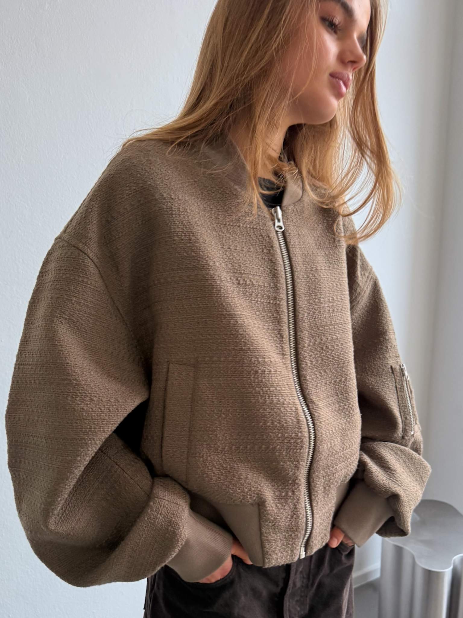 KIAN TWEED BOMBER - ARMY - Image 3