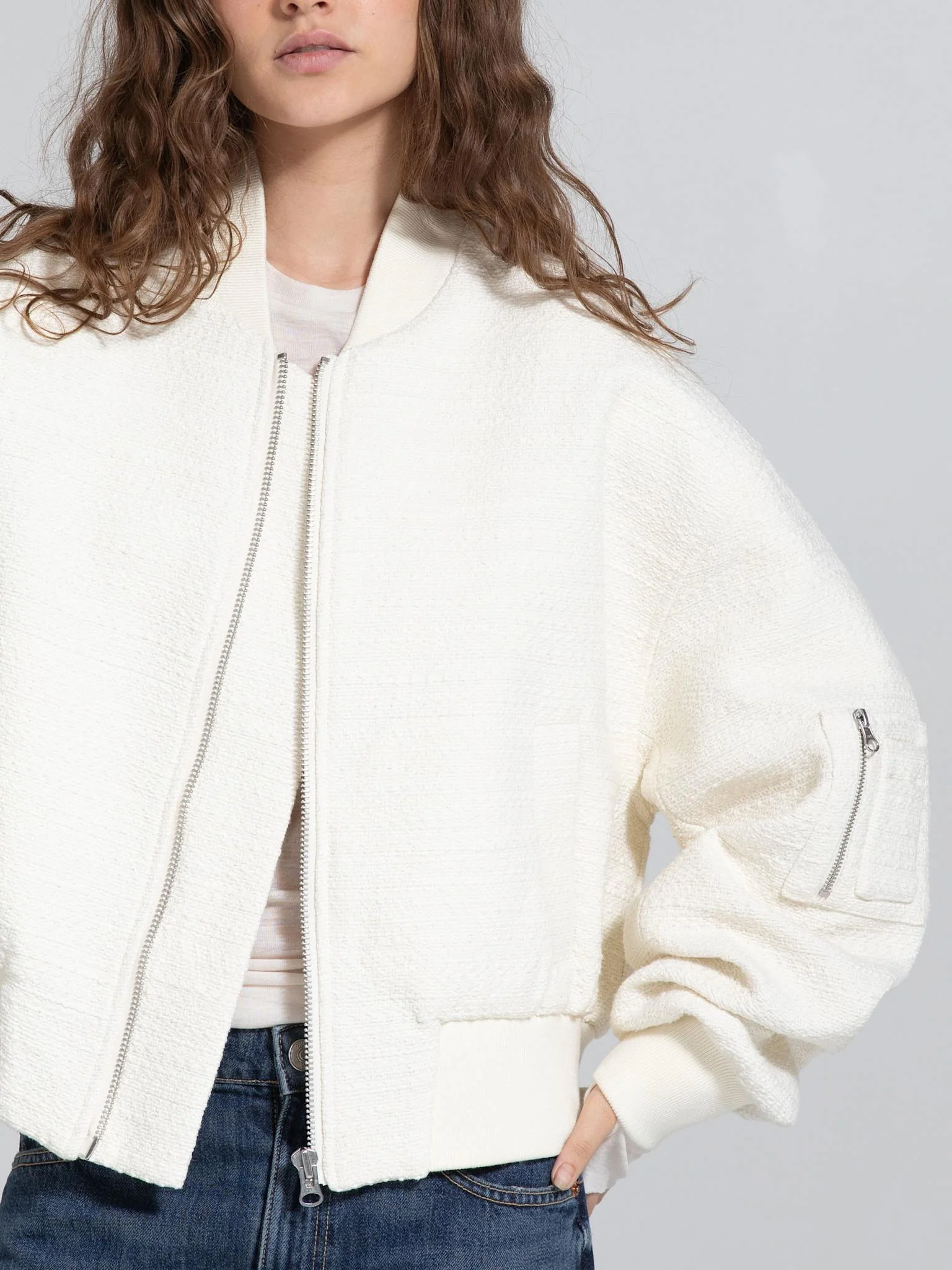 KIAN TWEED BOMBER - CREME - Image 4