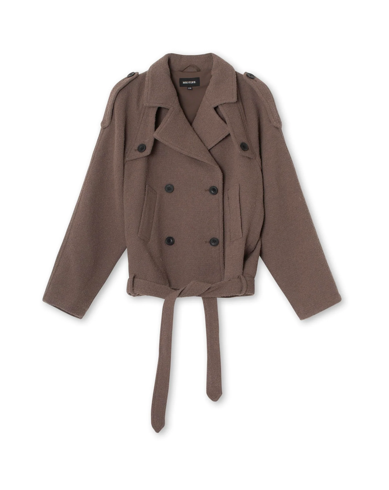 KIRA BOUCLE TRENCH JACKET - GREY BROWN - Image 4