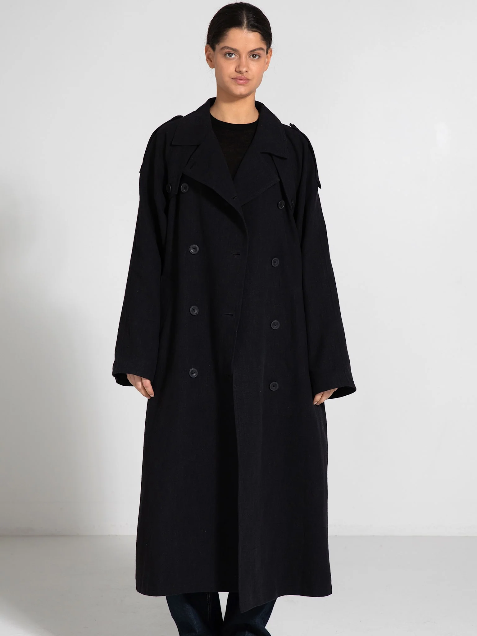KIRA LINEN COAT - BLACK - Image 3