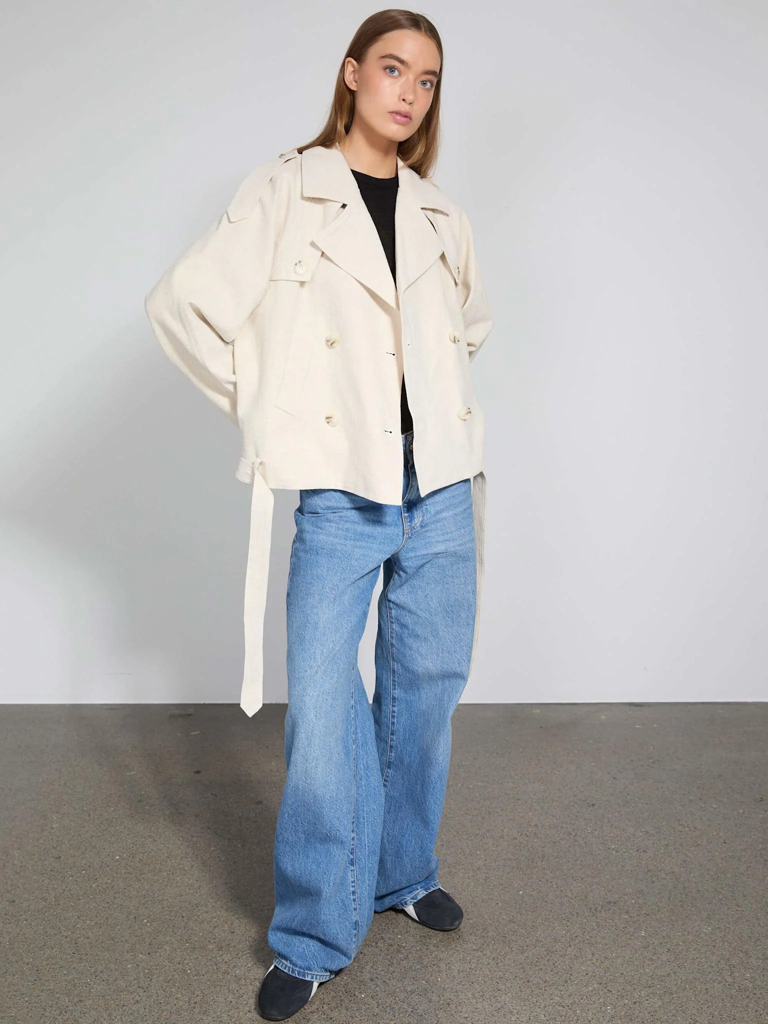 KIRA LINEN JACKET - CREME - Image 3