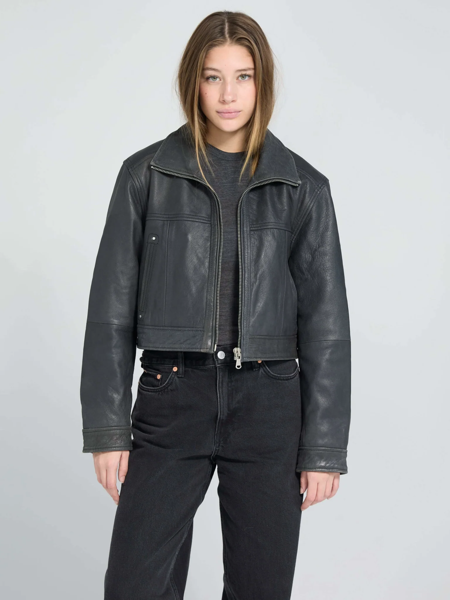 LYLE LEATHER JACKET - BLACK - Image 3