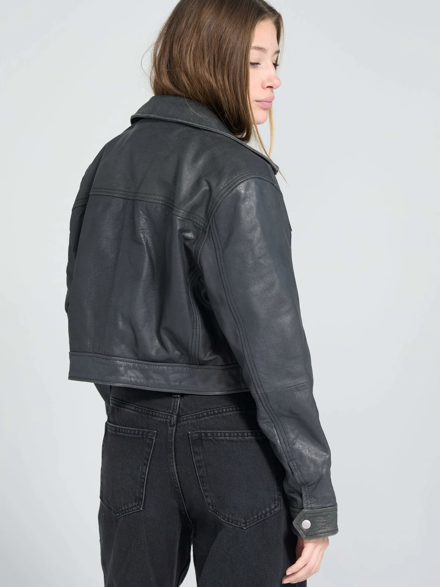 LYLE LEATHER JACKET - BLACK - Image 5