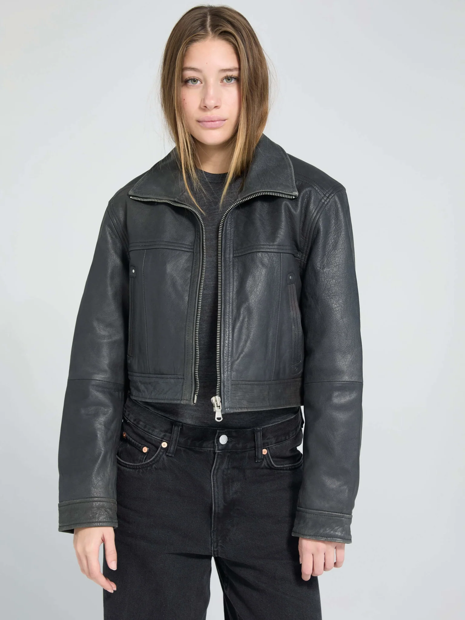 LYLE LEATHER JACKET - BLACK - Image 6