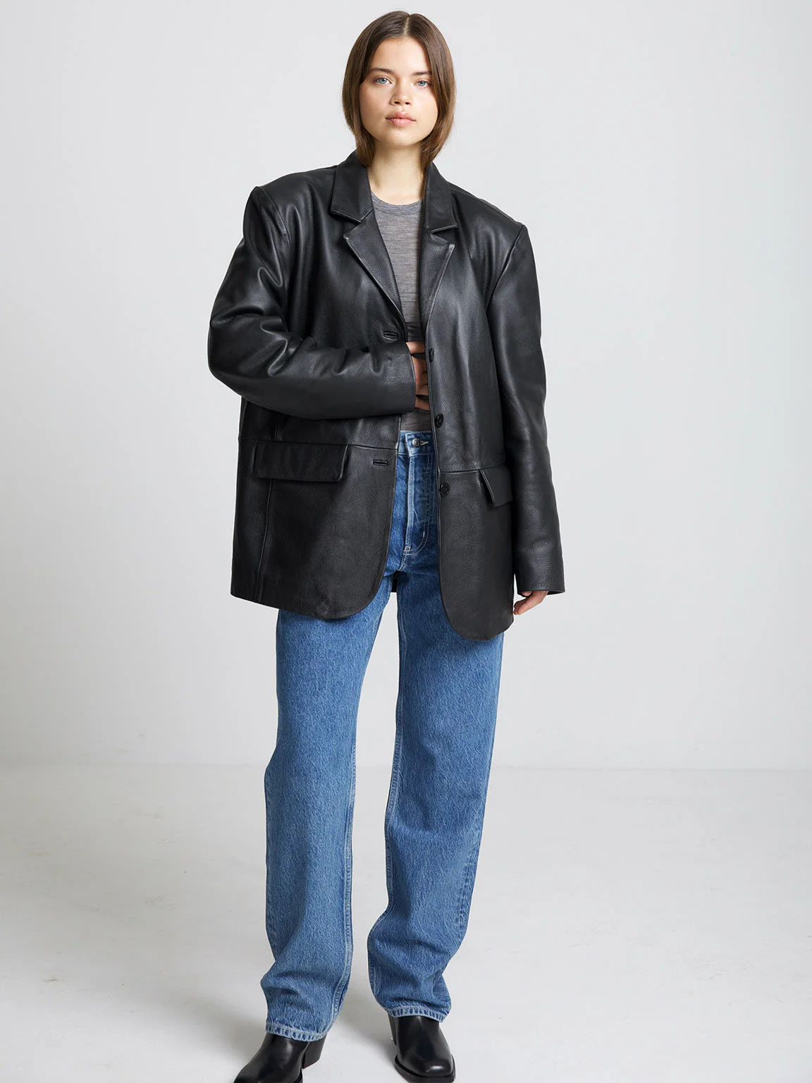 ZION LEATHER BLAZER - BLACK - Image 4