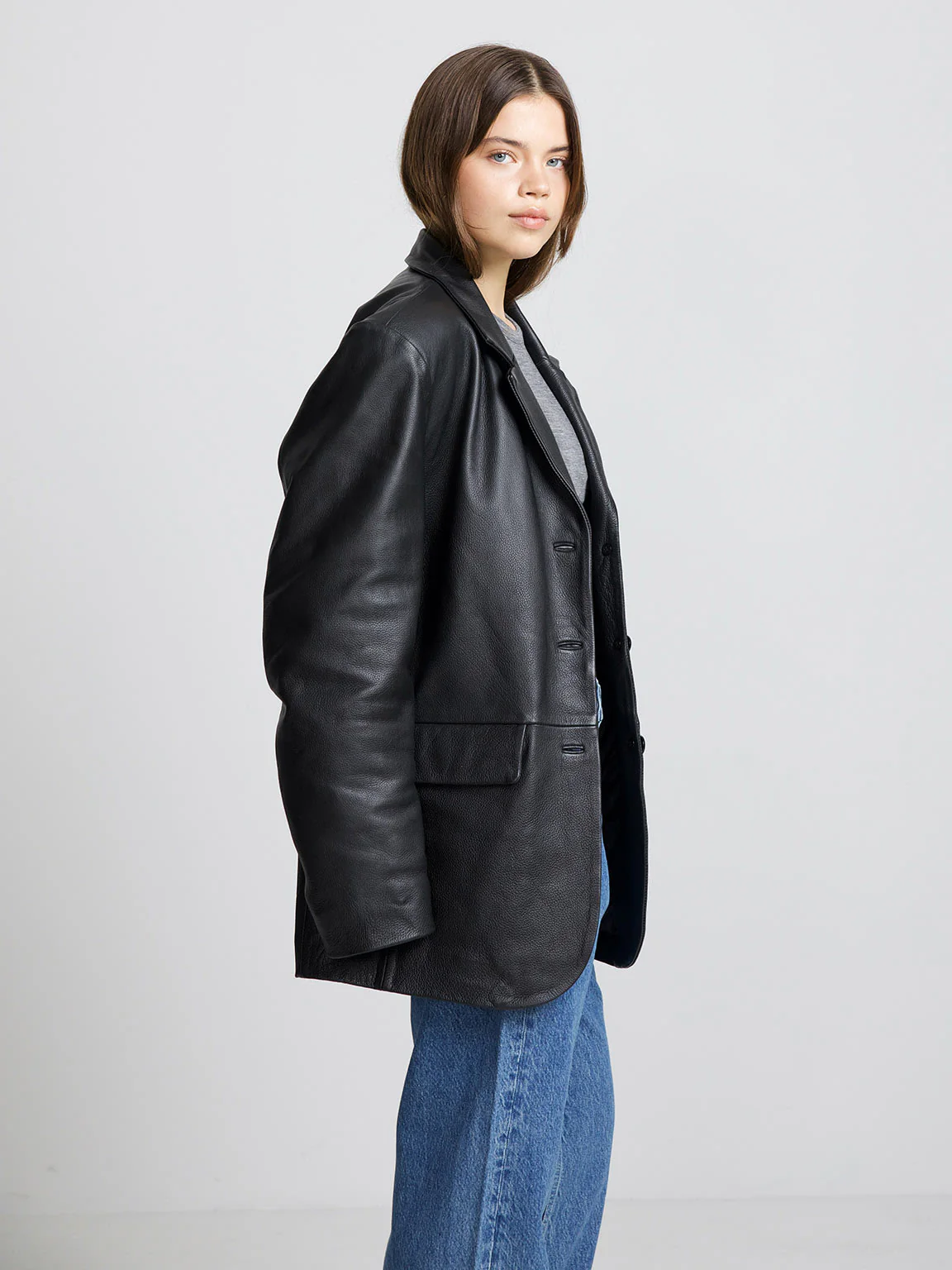 ZION LEATHER BLAZER - BLACK - Image 5