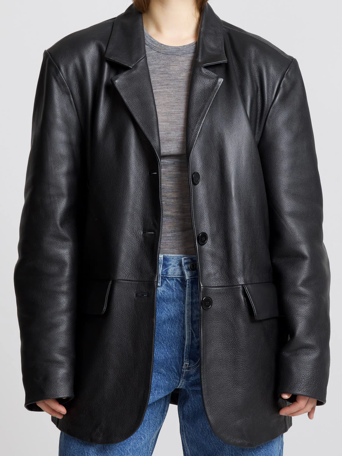 ZION LEATHER BLAZER - BLACK - Image 6