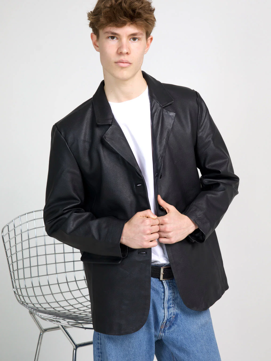 ZION LEATHER BLAZER - BLACK - Image 8