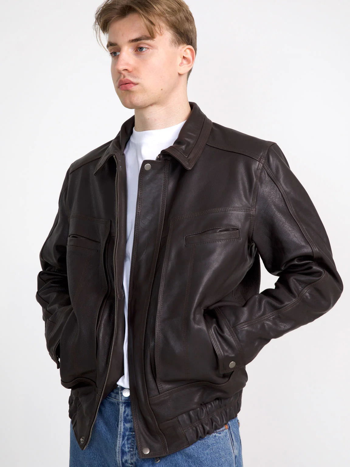 ZOLA LEATHER BOMBER - BROWN - Image 4