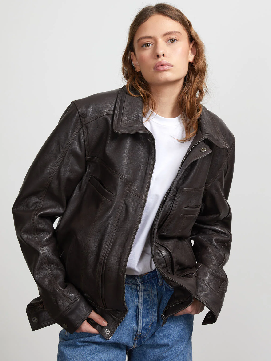 ZOLA LEATHER BOMBER - BROWN - Image 9